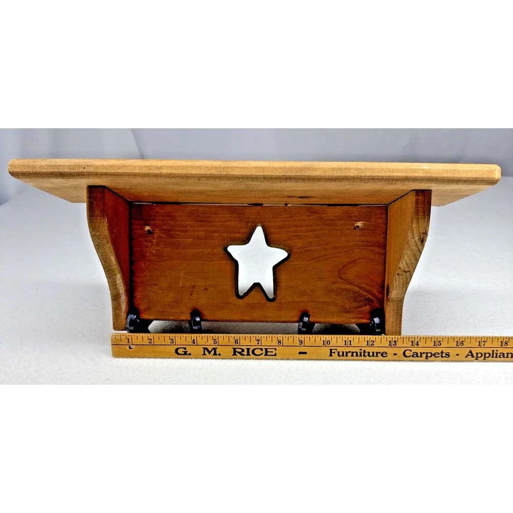 Wood Wall Shelf Star Cutout Primitive Country Farmhouse Rustic 18